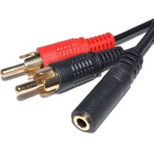 Image of 2x RCA Phono Male to 1x 3.5mm Female Jack Stereo Socket Lead Audio Adapter 15cm