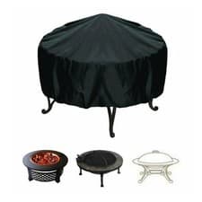 Image of Outdoor Full Coverage Round Fire Pit Cover, Black, 30" D x 23" H