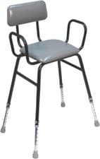 Image of Aidapt Malling Perching Stool With Arms & Padded Backrest & Seat - Black/Grey