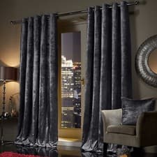 Image of Ring Top Thick Velvet Blackout Curtains Pair Ready Made Eyelet Fully Lined Panel