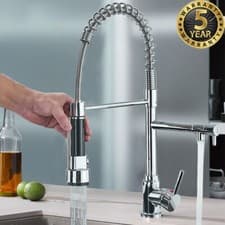 Image of Modern Pull Out Kitchen Sink Mixer Taps Mono 360° Dual Spout Single Lever Chrome
