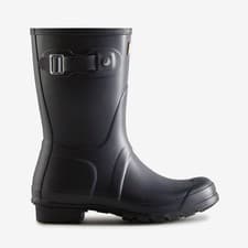 Image of Hunter Original Short Womens Rubber Pull-On Waterproof Navy Wellington Boots