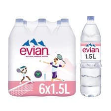 Image of Evian Natural Bottled Mineral Still Water 6 x 1.5L Bottles-FAST DELIVERY