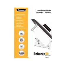 Image of Fellowes A4 Glossy Laminating Pouch 80 Micron Pack of 250 (5312903)