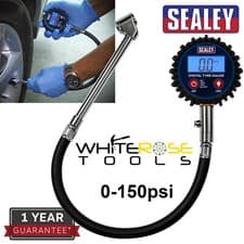 Image of Sealey Digital Tyre Pressure Gauge with Twin Push-On Connector