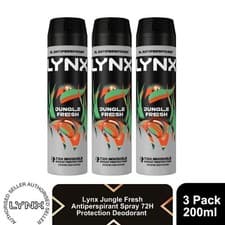 Image of Lynx Jungle Fresh Anti Perspirant Body Spray 200ml 3 Pack Mens Deodorant