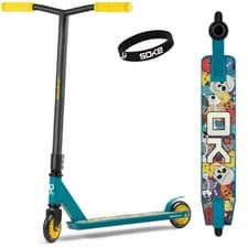 Image of Pro Stunt Scooter Yellow/blue - 2-wheel, Abec-9 Bearings, 100kg Max