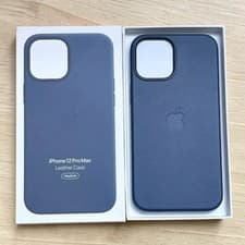 Image of Genuine Apple (iPhone 12 Pro Max) Leather Case MagSafe Cover - Baltic Blue