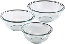 Image of Pyrex Prepware 3-Piece Glass Mixing Bowl Set 3 piece 1 qt 1.5 qt 2.5qt