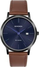 Image of Sekonda Mens Watch Blue Dial Brown Leather Strap 1775