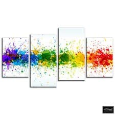Image of Colourful Paint Splashes Abstract BOX FRAMED CANVAS ART Picture HDR 280gsm