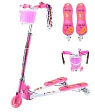Image of Viper Pink Scooter Girls Kick Flashing LED Light Up 3 Wheel Push Adjustable Fold