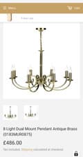 Image of 8 Light Dual Mount Pendant Antique Brass light fitting