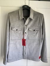 Image of HUGO BOSS ENALU FAUX SUEDE JACKET/OVER SHIRT PASTLE GREY Sz M-L BNWT RRP £169 ❤️