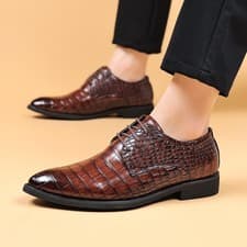 Image of Men's Business Casual Shoes Fish Grain British Leather Shoes
