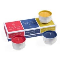Image of Jonathan Adler Red, Blue & Yellow Votive Set Muse Collection Beautiful Gift Box