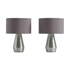 Image of Grey Touch Table Lamps Pair Habitat Maya 4 Stage Dimmer Bedside Lights