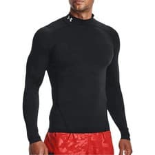 Image of Under Armour HeatGear Mock Mens Training Top Black Long Sleeve Gym Compression