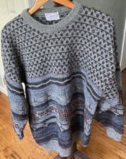 Image of Mens Large Pullover knit wool blend sweater Sz L Almanac England NWOT Aztec