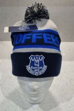Image of Everton FC Official Toffees Bobble Hat Grey, Navy & Royal - Adults