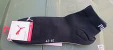 Image of Puma Mens 3 Pack Quarter Socks UK 8 / 12 Navy, Grey & Blue Soft Cotton BNWTs