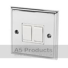Image of Double Light Switch 2 Gang Polished Mirror Chrome Victorian 10 Amp 2 Gang 2 Way