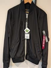 Image of Alpha Industries MA-1 SL Bomber Jacket Black Size Medium New With Tags RRP£140