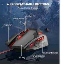 Image of Gaming Mouse Black With Breaded Cord 8000 DPI professional Sensor 6 Button M268