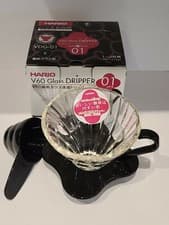 Image of Hario V60 VDG-01-B Glass Coffee Dripper Black & Transparent Size 01 For 1-2 Cups