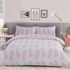 Image of Geometric Duvet Cover Set Geo Print Abstract Triangles Easy Care Bedding