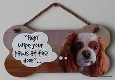 Image of Wipe Your Paws Wooden King Charles Sign Dogs Pets Animals Lover home decor