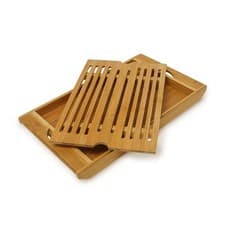 Image of Bread cutting board Removable Tray Lightweight Bamboo Food Prep Board Easy Clean