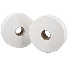 Image of 2Work Jumbo Toilet Roll 2-Ply White 92mmx410m Core 76mm (Pack of 6) 2W70203