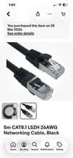 Image of 5m CAT8.1 LSZH 26AWG Networking Cable, Black