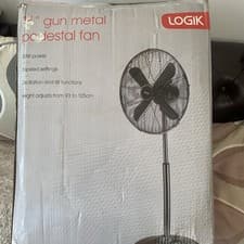 Image of Logik 16” Gun Metal Pedestal Fan slightly used