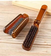Image of Boar Bristle Hair Brush Foldable Portable Comb Pocket Travel Hair Brush UK