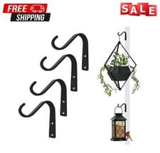 Image of 4X Heavy Duty Garden Metal Hanging Basket Brackets Plant Hanger Hook Wall Decor