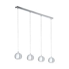 Image of Pendant Ceiling Light Colour Chrome Shade Clear Plastic Bulb GU10 4x3.3W