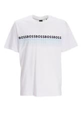 Image of HUGO BOSS Crew NeckT-Shirt in Cotton with Multicoloured Logos 50488785 White