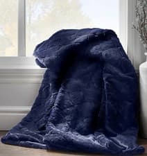Image of Beautiful Catherine Lansfield Cosy Diamond Soft Navy Blanket Throw 130 x 170cm