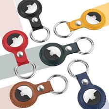 Image of For Apple AirTag Leather Loop Holder Keyring Carry Case Air Tag Tracker Air Tag