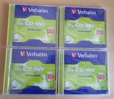 Image of Verbatim CD-RW X4 12x 700mb 8-12 Speed 80min Blank Recordable CD Rewritable