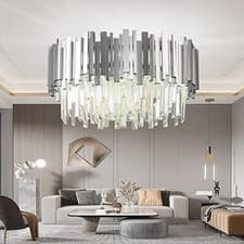 Image of Luxury E14 Crystal Chandelier,Round Lampshades 3 Tiers K9 Crystals Pendant Light