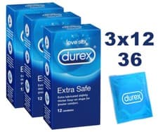 Image of 3X Durex Thick Latex Extra Safe and Lubricated Condoms (3 x 12 Pack)