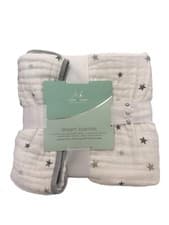 Image of ADEN & ANAIS Grey Star Pattern Dream Blanket NEW 120cm X 120cm Babies Kids Home