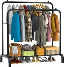 Image of Heavy Duty Double Clothes Rail Hanging Rack Garment Display Stand Shoes Storage