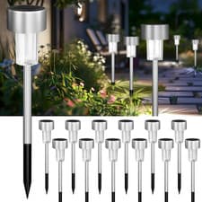 Image of 12PCS Solar Garden Lights, Garden Stake Light Stainless Steel LED Solar Lights W