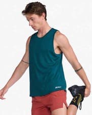 Image of New 2XU Men Aero Tank Sleeveless Top Singlet Black XXL 2XL XX-Large MR6676a