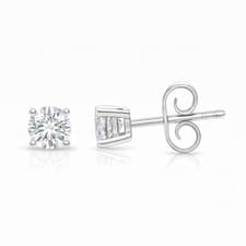Image of 0.54cts Round Cut Natural Diamond Stud Earrings, 18ct White Gold