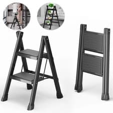 Image of 2/3 Step Foldable Heavy Duty Stepladder – Wide Pedal Anti-Slip Step Stool
